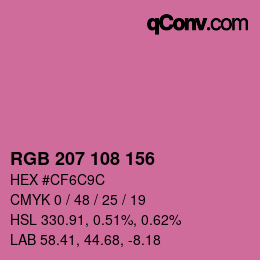 Color code: RGB 207 108 156 | qconv.com