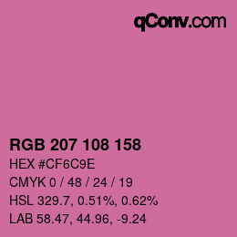 Color code: RGB 207 108 158 | qconv.com