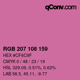 Color code: RGB 207 108 159 | qconv.com