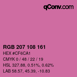 Color code: RGB 207 108 161 | qconv.com