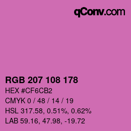 カラーコード: RGB 207 108 178 | qconv.com