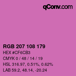 Color code: RGB 207 108 179 | qconv.com