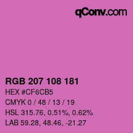 カラーコード: RGB 207 108 181 | qconv.com