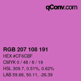 Color code: RGB 207 108 191 | qconv.com