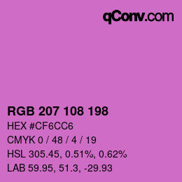 Color code: RGB 207 108 198 | qconv.com