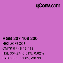 Farbcode: RGB 207 108 200 | qconv.com