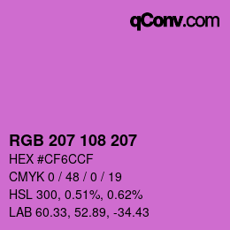 Color code: RGB 207 108 207 | qconv.com