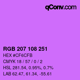 カラーコード: RGB 207 108 251 | qconv.com