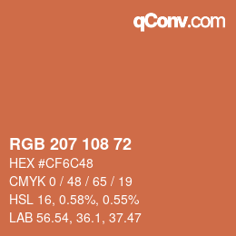Color code: RGB 207 108 72 | qconv.com