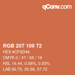 Color code: RGB 207 109 72 | qconv.com