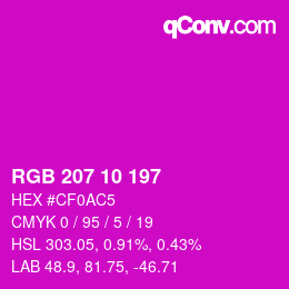 カラーコード: RGB 207 10 197 | qconv.com