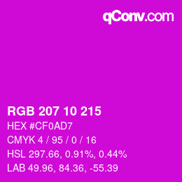颜色代码: RGB 207 10 215 | qconv.com