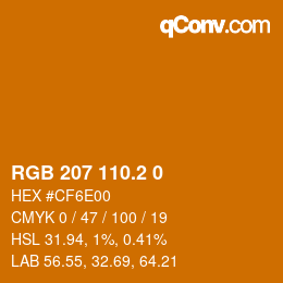 カラーコード: RGB 207 110.2 0 | qconv.com