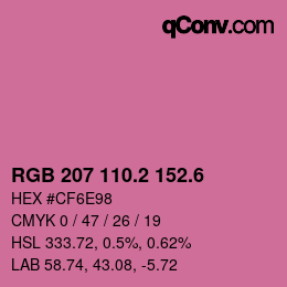カラーコード: RGB 207 110.2 152.6 | qconv.com