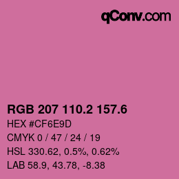 カラーコード: RGB 207 110.2 157.6 | qconv.com