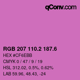 カラーコード: RGB 207 110.2 187.6 | qconv.com