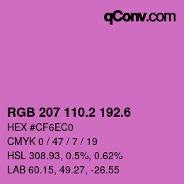 カラーコード: RGB 207 110.2 192.6 | qconv.com
