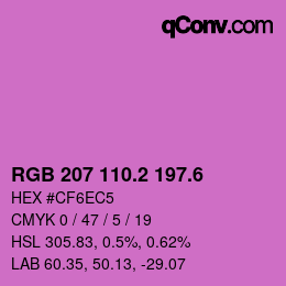 カラーコード: RGB 207 110.2 197.6 | qconv.com
