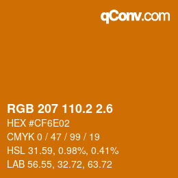 カラーコード: RGB 207 110.2 2.6 | qconv.com