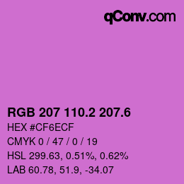 カラーコード: RGB 207 110.2 207.6 | qconv.com
