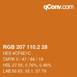 カラーコード: RGB 207 110.2 28 | qconv.com