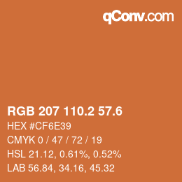 カラーコード: RGB 207 110.2 57.6 | qconv.com