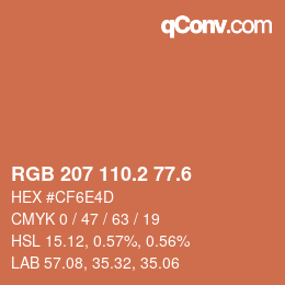 カラーコード: RGB 207 110.2 77.6 | qconv.com