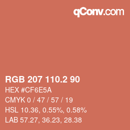 カラーコード: RGB 207 110.2 90 | qconv.com