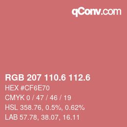 カラーコード: RGB 207 110.6 112.6 | qconv.com