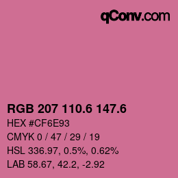 カラーコード: RGB 207 110.6 147.6 | qconv.com