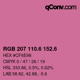 カラーコード: RGB 207 110.6 152.6 | qconv.com