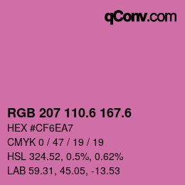 カラーコード: RGB 207 110.6 167.6 | qconv.com