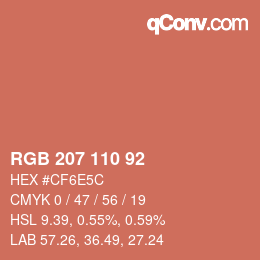 カラーコード: RGB 207 110 92 | qconv.com