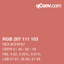Color code: RGB 207 111 103 | qconv.com