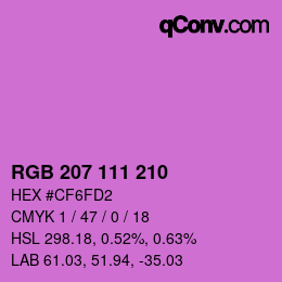 Color code: RGB 207 111 210 | qconv.com