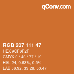 Color code: RGB 207 111 47 | qconv.com
