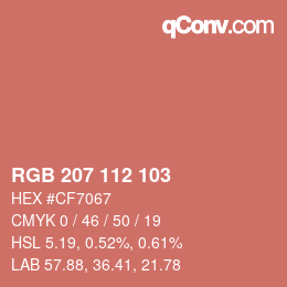 Color code: RGB 207 112 103 | qconv.com