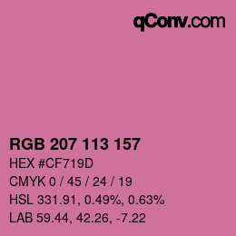 カラーコード: RGB 207 113 157 | qconv.com