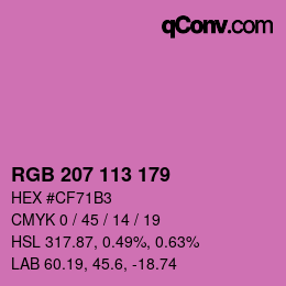 Color code: RGB 207 113 179 | qconv.com