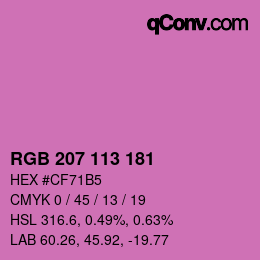 カラーコード: RGB 207 113 181 | qconv.com