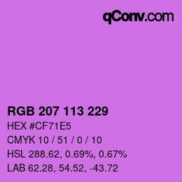 Color code: RGB 207 113 229 | qconv.com