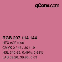 カラーコード: RGB 207 114 144 | qconv.com