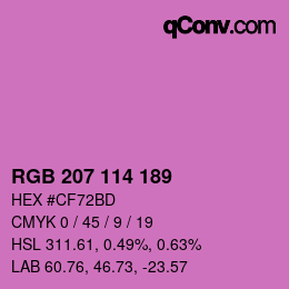 Color code: RGB 207 114 189 | qconv.com