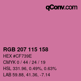 Código de color: RGB 207 115 158 | qconv.com