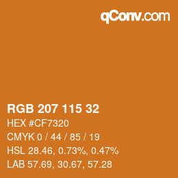 Color code: RGB 207 115 32 | qconv.com