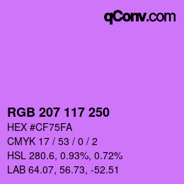 Color code: RGB 207 117 250 | qconv.com