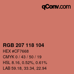 Color code: RGB 207 118 104 | qconv.com