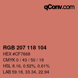 Código de color: RGB 207 118 104 | qconv.com