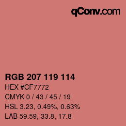 カラーコード: RGB 207 119 114 | qconv.com