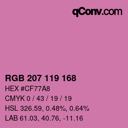 カラーコード: RGB 207 119 168 | qconv.com